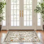 Floral Washable Area Rug 3x5 Entryway Rug Vintage Spring Lightweight Soft Non
