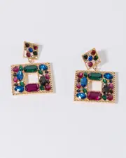 Multi Colour Crystal Encrusted Door Knocker Earrings