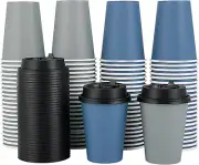 100 Pack 12 Oz Paper Coffee Cups Disposable Coffee Cups with Lids Drinking Cups