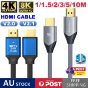 Premium HDMI Cable 4K 8K Ultra HD 3D High Speed Ethernet 1m 1.5m 2m 3m 5m 10m AU