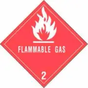 Flammable Gas"" Hazard Class 2 Labels 4""L x 4""W White & Red Roll of 500 Decker