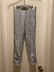 Double Platinum Performancewear Girl's Silver Sequin Pants Size LC