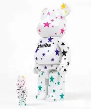 ATMOS 400% 100% Bearbrick Set BE@RBRICK CRAZY STAR White Rare Limited NOT GID
