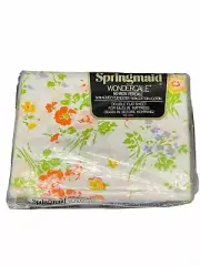 Springmaid Wondercale Double Full Flat Sheet Blue Yellow Pink Cream Vtg Percale