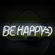 Be Happy White Acrylic 14" Neon Light Sign Lamp Bedroom Wall Decor Bar Windows