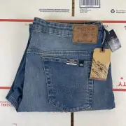 Mens Buffalo David Bitton Driven Relaxed Straight Jeans 38x34 Crinkle Sanded NWT