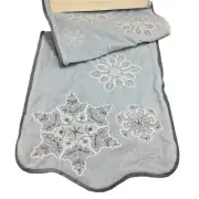 Cynthia Rowley Blue Velvet Snowflake Table Runner Holiday Christmas Decor 14x48