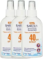 Safe Sea SPF40+ Spray 4oz. Safe Sea Anti-Jellyfish Sting Protective Lotion Sunscreen, reduce Sea Lice Stings, JellyFish Stings and Fire Corals. Eco-friendly and Reef-Safe Sunscreen (40-SPD 3 PACK)