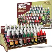 The Army Painter Warpaints Fanatic: Mega Set, 50 paints: 36 acrylic colours, 4 Skin Tones, 3 Metallics, 3 Effects, and 4 Washes
