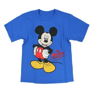 美國百分百【Disney】迪士尼 T恤 T-shit 短袖 米老鼠 米奇 卡通 圖案 童裝 XS S M 藍色 4~8歲