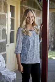 Boho Minimal Chiffon 3/4 Slv Blouse--ESC-V2P112