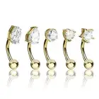 5 Pc Mixed CZ Gold Curve Barbell Eyebrow Ring Lip Rook Daith Snug Piercing 16G