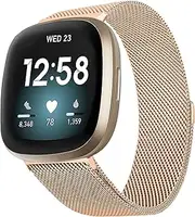 Metal Bands Compatible With Fitbit Versa 3/Fitbit Versa 4/Fitbit Sense 2/Fitbit Sense for Women Men, Adjustable Bracelet Strap Stainless Steel Mesh Magnetic Replacement Wristbands for Fitbit Versa 3