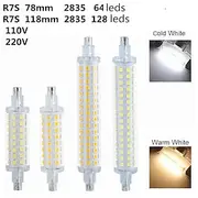 1/2pcs R7S LED Double Ended Aluminum Parts with Cover Halogen Light Household Lighting Bulbs R7S LED 118mm Tube Bulb 78mm Floodlight 220V High Power Working Li