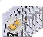 Clevinger Placemats Set of 4, Table Place Mats Stain-Resistant Heat-Resistant, Washable Wipeable Place Mat for Kitchen Dining Table Decoration Indoor Outdoor, 34x26.5CM (Set of 4, Bamboo)