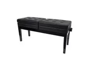 Crown Deluxe Height Adjustable Duet Piano Stool with Storage Compartments (Black)