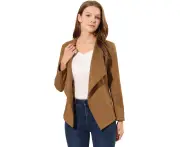 Allegra K Faux Suede Open Front Lapel Draped Cardigan