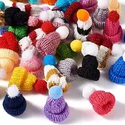 Pack of 60 Worry Worms Accessories, Mini Knitted Hats, Lucky Worms Accessories, Suitable for DIY Hair Accessories, Jewellery Making, DIY Craft Art, Wine Bottle Decoration (Color Random)