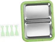 B Baosity Ice Cream Maker Instant Cold Plate Household DIY Versatile Stainless Steel Summer Frozen Yogurt Rolls Tray Ice Cream Pan, Green No Lid