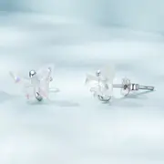 Solid 925 Signature Silver Butterfly Goddess Stud Earrings