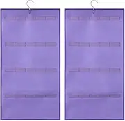 ANZORG Dual Sided Hanging Sunglasses Organizer Wall Mounted Glasses Rack Storage Eyeglasses Holder Eyewear Display Case with 40 Slots (40 Slots-Purple)