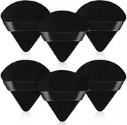 6-Piece Powder Puff Face Triangle Set - Triangle Powder Puff Soft Velour Makeup Sponges for Loose Powder and Body Powder - Beauty Makeup Tools (Black)