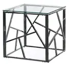 New Modern Square End Side Table, Tempered Glass Top Metal Coffee Table