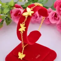 在飛比找樂天市場購物網優惠-越南沙金蝴蝶玫瑰手鏈黃銅鍍金女士時尚半鏤空手鏈配