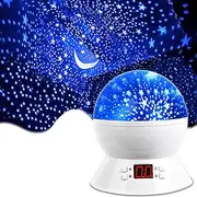 [MOKOQI] Star Projector Night Lights for Kids with Timer, Gifts for 1-14 Year Old Girl and Boy, Room Lights for Kids Glow in The Dark Stars and Moon Make Child Sleep Peacefully and Best Gift- White