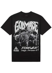 God Made Racing Championship Printed Cotton T-shirt - Black XS