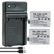 2x LP-E5 Camera Battery For Canon LP-E5 EOS 450D 500D 1000D T1i +LED Charger