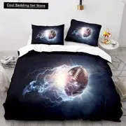 v915 Bed Sheets American Football King Queen Duvet Cover Rugby Player Pattern Bedding Set for Kids Teens Adults Ball Sport Polyester Quilt Cover 3-Pie