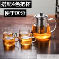 在飛比找樂天市場購物網優惠-加厚耐熱玻璃茶壺小號耐高溫泡茶壺不銹鋼過濾花茶壺家用茶具套裝