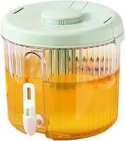 Beverage Dispenser 4L Summer Plastic Drink Dispenser with Tap Fridge Water Dispenser for Summer Tea Juice Making Round Green Plastic Drink Dispenser Water Infuser Dispenser Fridge Water DispenserBever