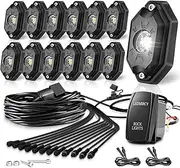 White Rock Lights,LEDMIRCY R5 Rock Lights Kit with Rocker Switch Wiring Harness 12PCS Pure White Lights for UTV Trucks ATV Underglow Light Trail Rig Under Body High Power Waterproof