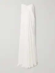 [MCQUEEN] MCQUEEN - Strapless Draped Silk-chiffon Bustier Gown - White - IT36 IT 36 White