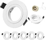 GeyouLux Set of 6 Recessed Spotlights LED 230 V Frame with GU10 Socket for GU10 / MR16, LED Spotlights Matt White Round Flat Ceiling Spotlights Aluminium Recessed Spotlights Mounting Frame 68 mm Hole