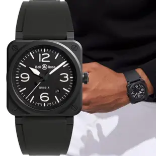 【Bell&Ross】BR03黑色啞光陶瓷方形機械腕錶-41mm 母親節(BR03A-BL-CE/SRB)