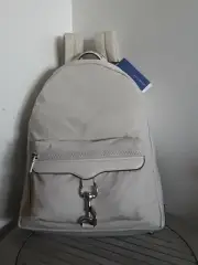NWT Rebecca Minkoff Large Washed Nylon- On Go - Backpack BONE retail $195 light