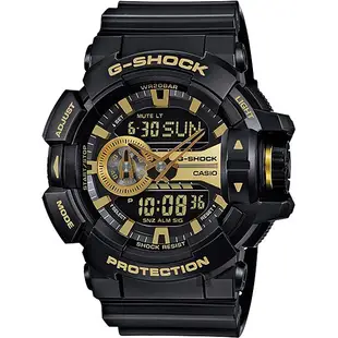 ∣聊聊可議∣CASIO卡西歐 G-SHOCK 金屬系雙顯手錶-經典黑金 GA-400GB-1A9