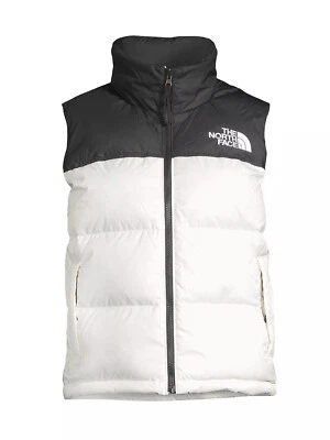Women's The North Face White Black 1996 Retro Nuptse 700 Down Vest Jacket New