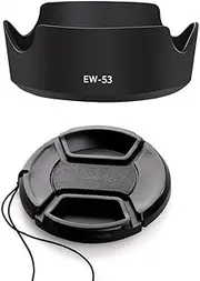 Lens Hood for EW-53 and 49mm Lens Cap Compatible for Canon M50II M5 M10 M6 kit EF-M 15-45mm F/3.5-6.3 STM is Lens (1+1 Pack)