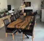 Black Epoxy table, Home decor table, Epoxy Dining table, walnut wood table top