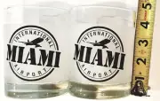 NEW Set of 2 INTERNATIONAL MIAMI AIRPORT 12 oz Frosted glass Beer Clear Souvenir