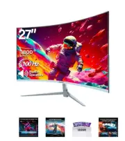 Gawfolk 27 inch Curved Monitor 100hz, PC White Computer Gaming Monitor FHD...