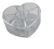Clear Acrylic Heart Multi Compartment Cosmetic Organiser