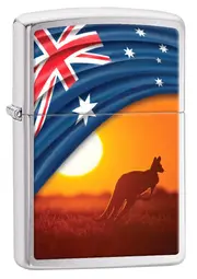 Zippo Lighter - Flag & Landscape Kangaroo