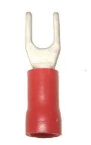 (100) RED 22-18 GAUGE SPADE FORK WIRE TERMINALS #8 STUD