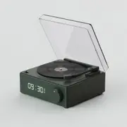 Alarm Clock Stereo Retro Wireless Bluetooth Creative Small Speaker Card USB Mini Vinyl Record Player Speaker(Green)
