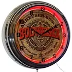 16" Budweiser Beer Keg Label Sign Neon Clock Man Cave Garage Bar (Red)